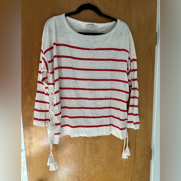 Loft, striped lace up side, sweater, size XL, NWT - Picture 6 of 6